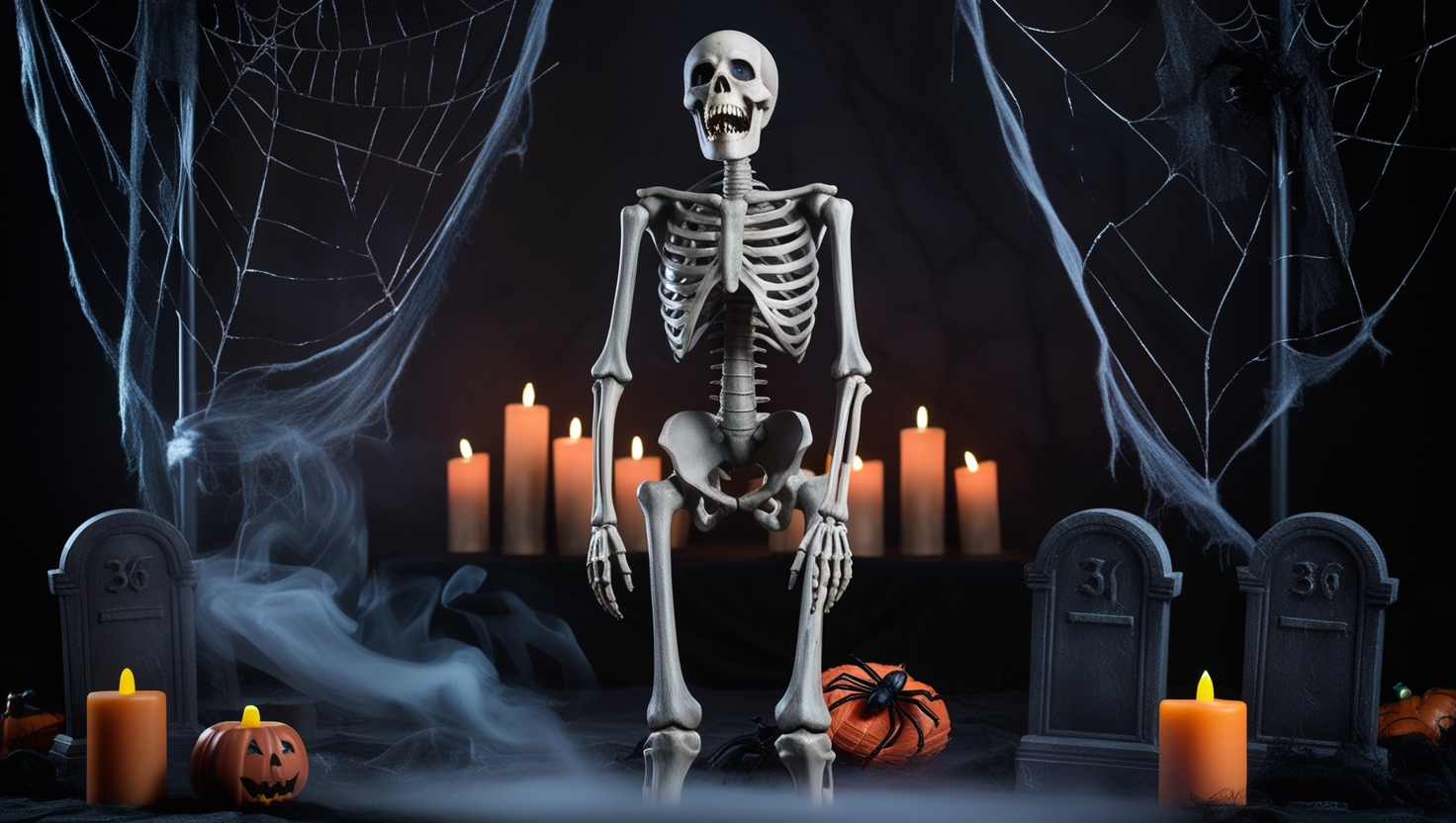 36″ Skeleton Halloween Decorations, 3FT Realistic Full Body Movable Posable Joints Skeleton, Creepy Halloween Plastic Skeleton for Graveyard Decorations, Haunted House Props Indoor/Outdoor Decor
