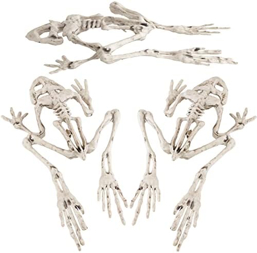Frog Halloween Skeleton (Pack of 3) – 8″ Long Weatherproof Yard Decorations, Great Graveyard Prop for Party Decoration and Indoor Outdoor