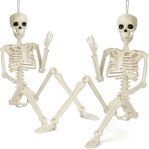 Halloween Skeleton Life Size, Human Bones with Movable Full Body Skeleton, Body Accessories for the Best Outdoor Indoor Halloween Decoration, Garden, Front Door (40 cm)