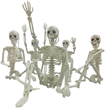 Feir 40,6 cm große Halloween-Dekorationen – 5 bewegliche Ganzkörper-Skelette mit beweglichen Gelenken, realistische Requisiten für den Außenbereich, Hof, Spukhaus, Party und