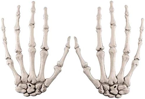 Hosfairy 1 Pair Halloween Skeleton Hands Plastic Hand Skeleton Model for Halloween Decoration Terror Spooky Props (As Picture)