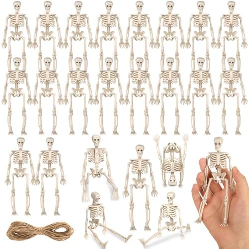 ZHWKMYP Mini-Skelett-Figuren, Halloween-Skelett-Handwerk, für Halloween-Dekorationen, Zubehör, Partyzubehör, 24 Stück