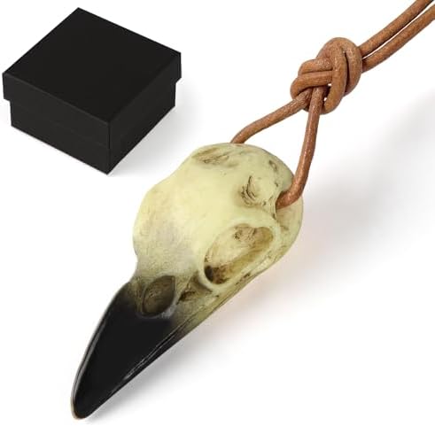 Halloween Raven Skull Gothic Crow Decor Statue Animal Skull Artificial Bone Crow Decoration Raven Costumes Cosplay Bird Skeleton Viking Necklace Headpiece Witch Gift for