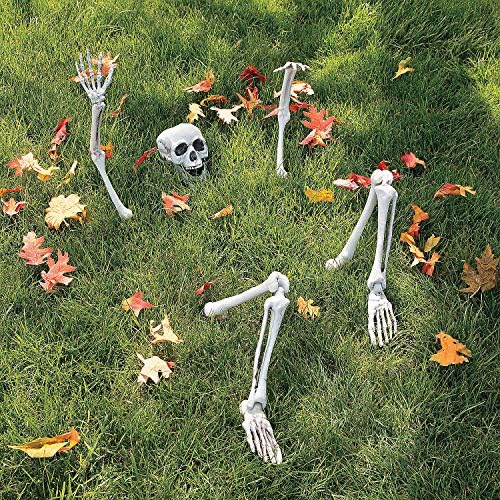 Life Size Skeleton Yard Halloween Decoration – Ground Breaker Skeleton with Movable Jaw Skull and Articulated Legs and Arms