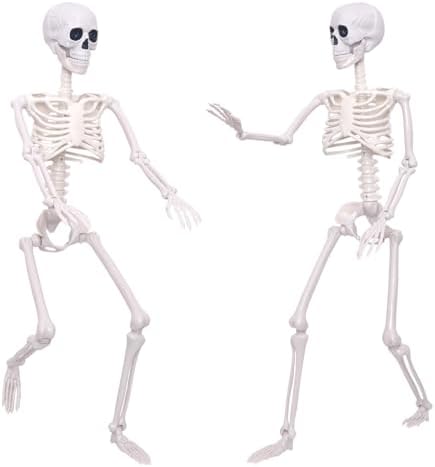 Skeleton Halloween Decorations 3ft Life-Size Skeleton Moving Skeleton Plastic Human Skeleton with Moving Joints for Halloween Decorations (2, Grey)