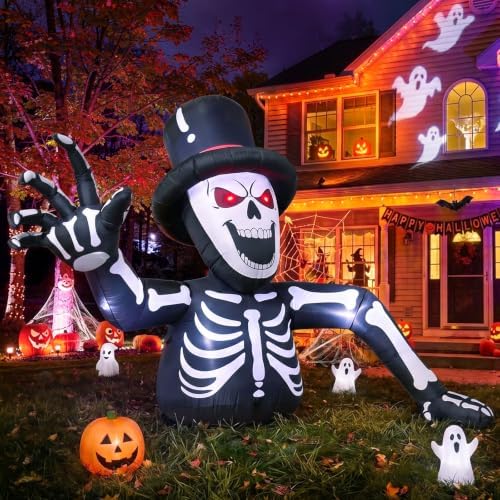 Aufblasbares Halloween-Skelett mit LED-Licht für Garten, Rasen, 3 m