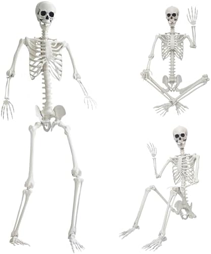 Skeleton Decoration Halloween Skeleton Life Size Moving Skeleton Full Body Skeleton Realistic Bones with Moving Joints for Halloween Indoor Outdoor 2.5M