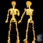 Halloween Skeleton 100cm 300 LEDs Full Body Moving and Moving Jonints Skeleton Halloween Decoration Battery Operated and Well Made Plastic Skeletons with Luminous Eyes 2