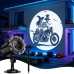 Halloween Outdoor Projector with 3 Motif Films, LED Light Projector for Halloween Decoration, Dancing Skeletons